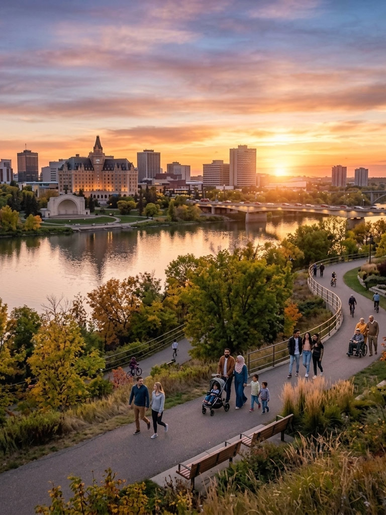 Saskatoon community at sunset